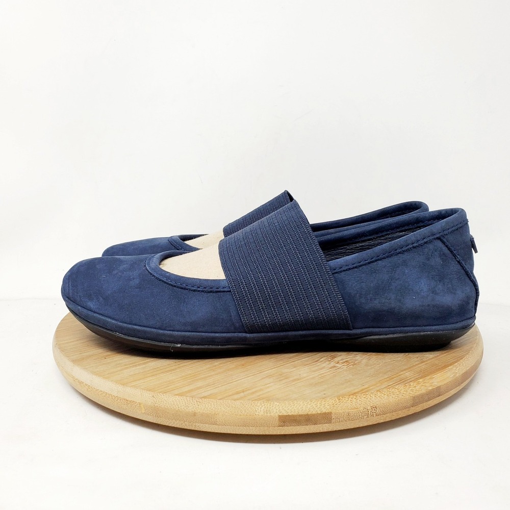 Camper Right Nina Blue Nubuck Suede Flats